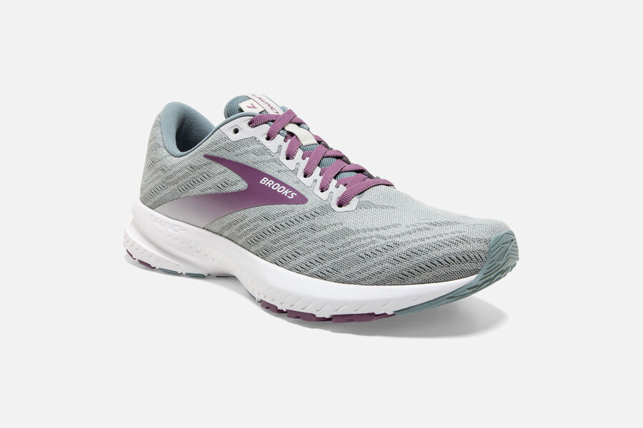 Brooks Launch 7 Road Running Shoes Womens Grey/Purple 187542-SML